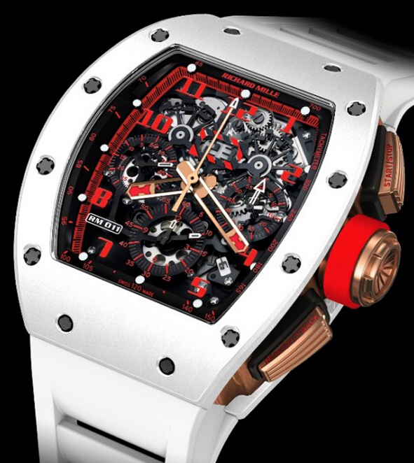 Replica Richard Mille 2014 NEW RM011 White Demon features Fiery red details that accent the dial Watch